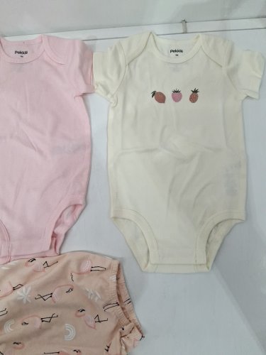4 assorted baby CLOTHES - ONESIES AND OVERALLS - 9m - PINK/ORANGE/YELLOW image 4