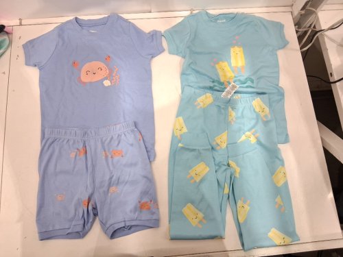 4 assorted girl's clothes - 2 SHIRTS, 1 SHORTS, 1 LONG PANTS - SMALL (6) - BLUE image 2