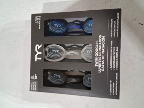 3PK ADULT UNISEX TYR Goggles - 16+ YEARS - GREY/BLACK/BLUE (MODEL:1819571) image 2