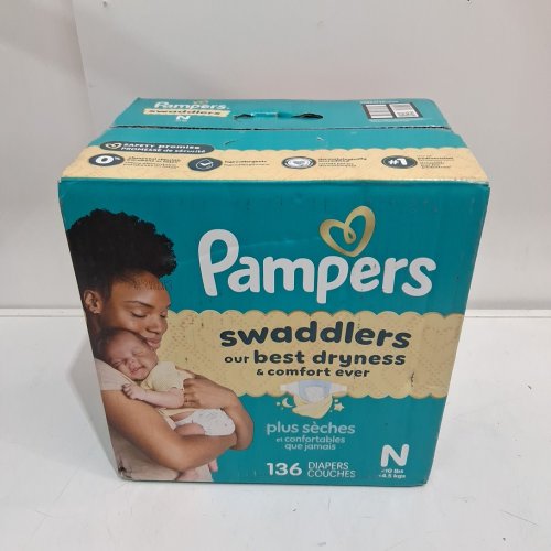136PK PAMPERS SWADDLERS SKIN SAFE DISPOSABLE DIAPERS - NEWBORN image 2