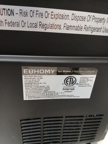 EUHOMY Countertop Ice Maker Machine - MAKES 26LB/Day - BLACK (MODEL: im-06d/IM001-Bbl-CAEH) image 5