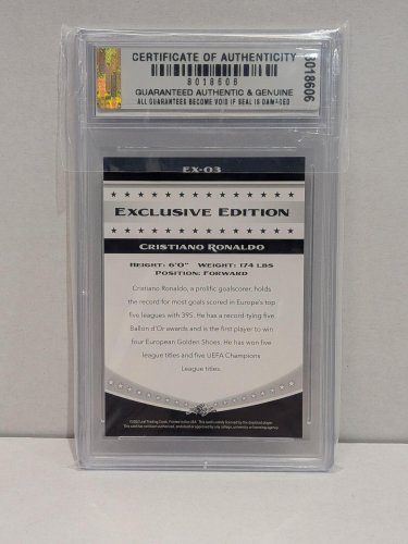 CRISTIANO RONALDO EXCLUSIVE EDITION FIFA CARD - JDCC GEM MINT 10 - 2022 LEAF #EX-03 image 3