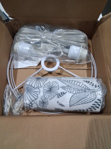 2PK IHENGYANLT hanging light fixtures with on/off switch and a fabric lamp shade - 8" x 11.8"/50ft wire - COTTON FLORAL PRINT image 4