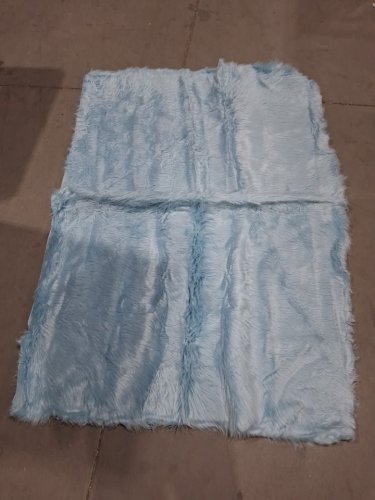 SILHOUETTE HOME DECO RECTANGULAR  WASHABLE FAUX FUR FLUFFY AREA RUG CARPET - 6FT X 4FT - BABY BLUE image 2