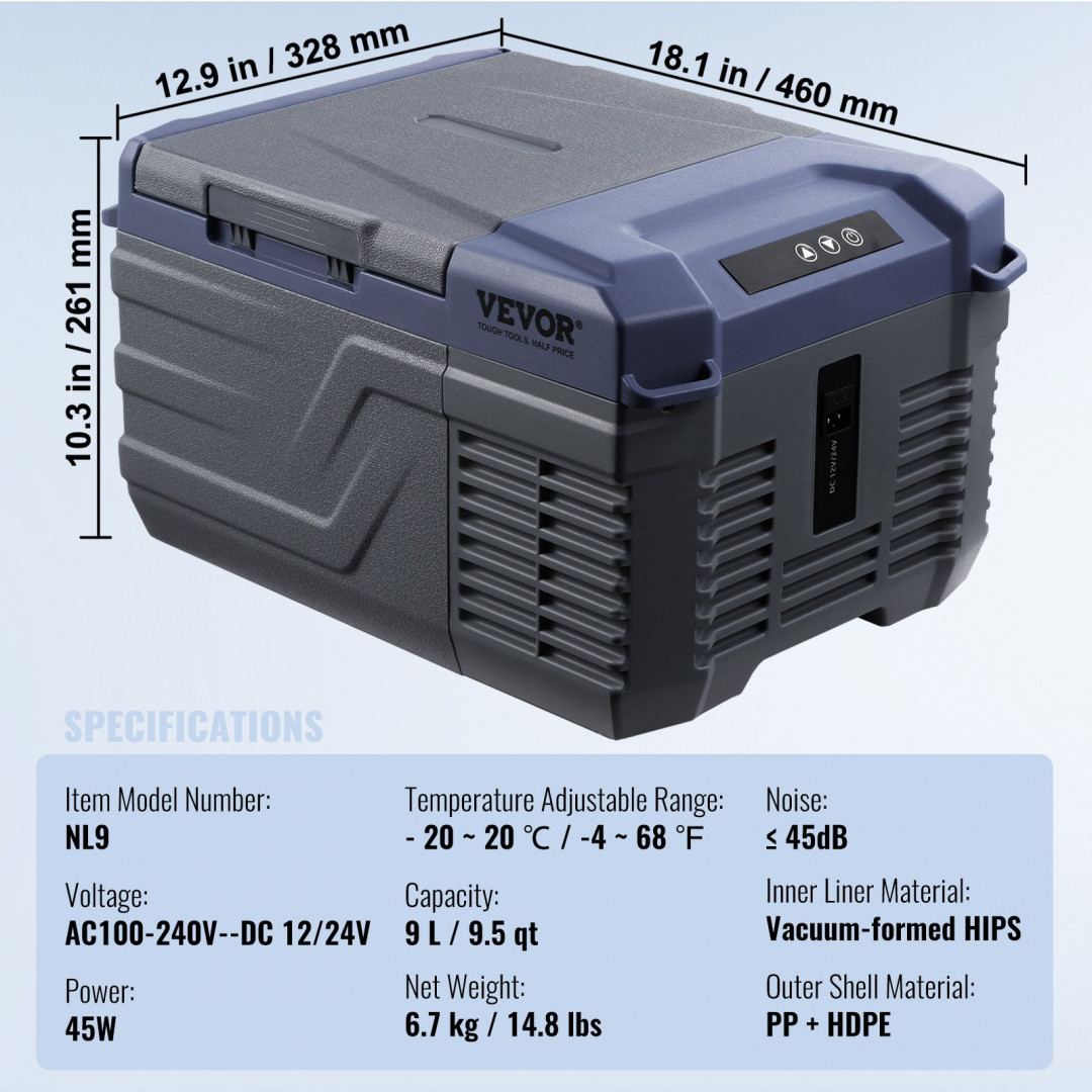 Portable Car Refrigerator Freezer - 9l - grey/blue (model: nl9) image 2