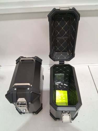 2pk Aluminum Alloy Motorbike Motorcycle Side Case Saddlebag Box with Safety Lock and Handle - 9L each - Black - (Model: Oreiletbgi9meqw64-11) image 4
