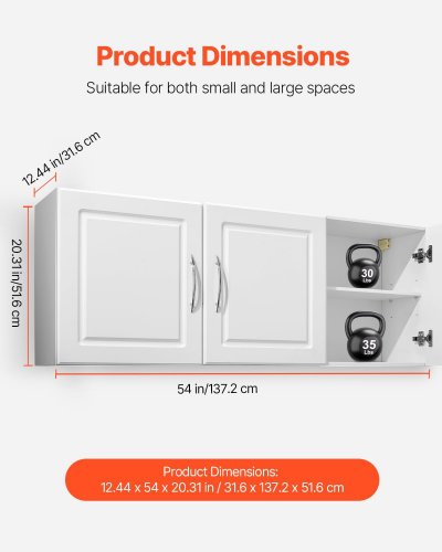 3-door hanging wall storage cabinet for laundry room - 54" x 12" x 20" - white - (model: xyfg-01) image 2