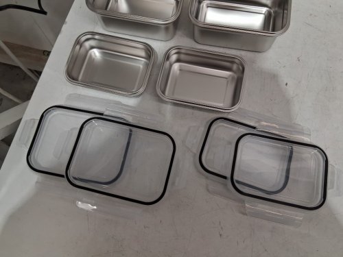 8PC NEOFLAM STAINLESS STEEL CONTAINERS WITH LIDS - MULTIPLE SIZES - SILVER (MODEL: 8523323) image 4