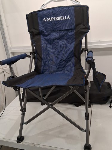 2PK superrella outdoor portable heavy duty HARD ARM CLASSIC camping chairs with cup holder & storage bag - black/BLUE (model: scc2323BU-2) image 4