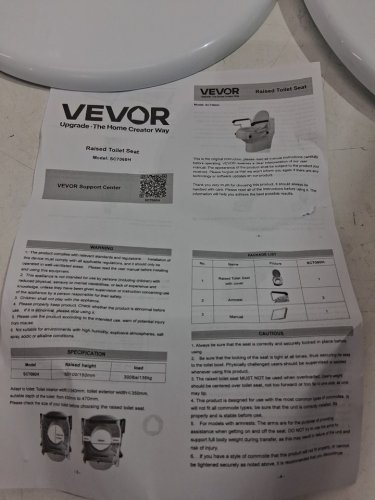 vevor raised toilet seat with arms - 4" - 300lb capacity - white/black (model: sc7060d-4a) image 4