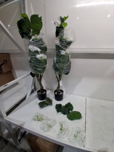 2PK Costway Artificial Hydrangea Tree - 43.5" - Green/White (Model: HZ10500WH) image 3