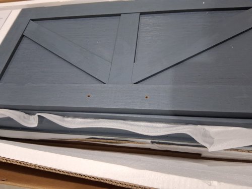 befrases farmhouse storage cabinet with bar doors and drawers - 42.5" x 11.6" x 23" - blue (model: j1s001bl01a) image 8