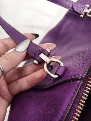 WOMENS COACH prairie pebbled leather satchel handbag - purple image 7