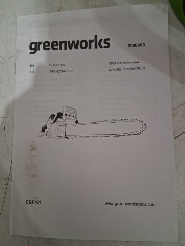 GREENWORKS PRO CORDLESS CHAINSAW *TOOL ONLY* - 40V - 16"- GREEN/BLACK (MODEL: 2000800/CSF401) image 4