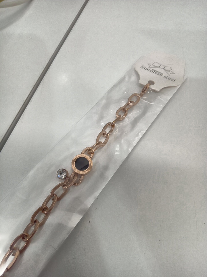 WOMENS roman number adjustable chain link style bracelet - stainless steel rose gold image 4