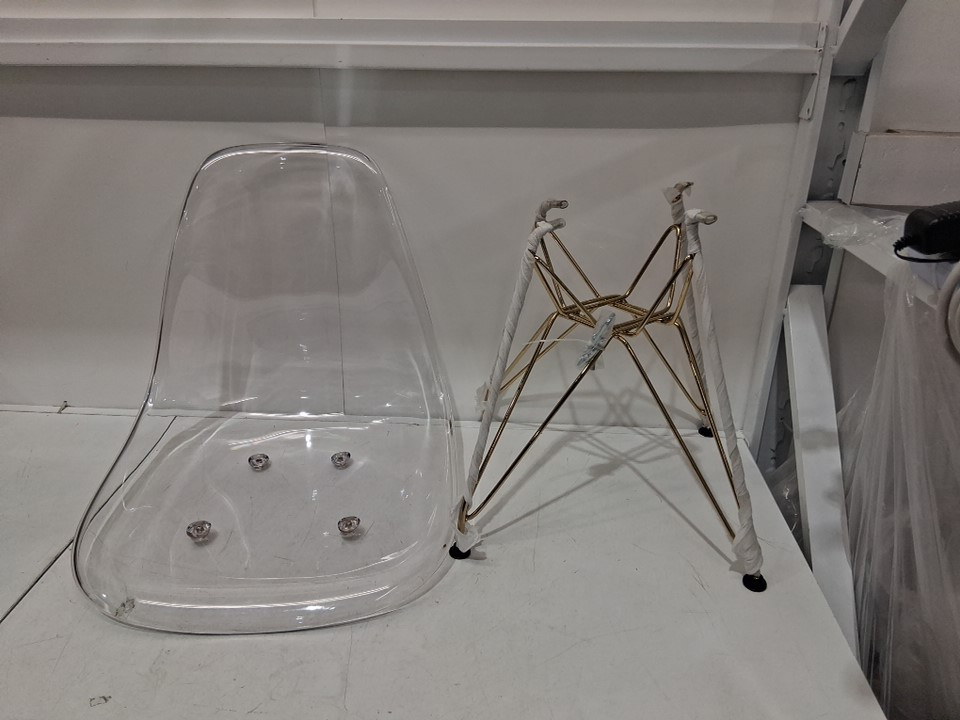 acrylic transparent modern dining chair - clear/gold image 2