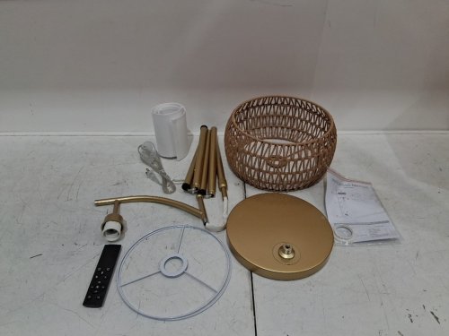 LANICHO Floor Lamp Boho Floor Lamp with Rattan & Linen Shades - 67" TALL 60W 3000K-6000K E26 - Bohemian-GOLD (model: JF17076.A.GD) image 3