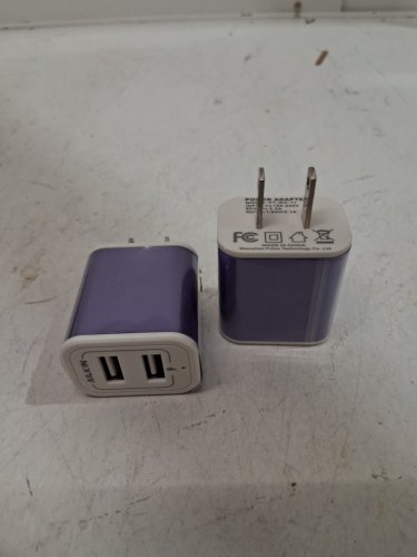 2PK AILKIN DUAL USB WALL CHARGING BLOCKS - 5V - METALLIC PURPLE (MODEL: pt-wc-11) image 2