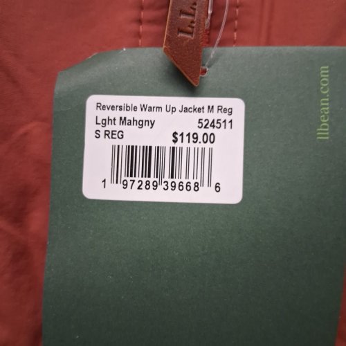 MEN'S L.L.BEAN REVERSIBLE WARM UP JACKET - SMALL REGULAR - LIGHT MAHOGANY (STYLE: 524511) image 3