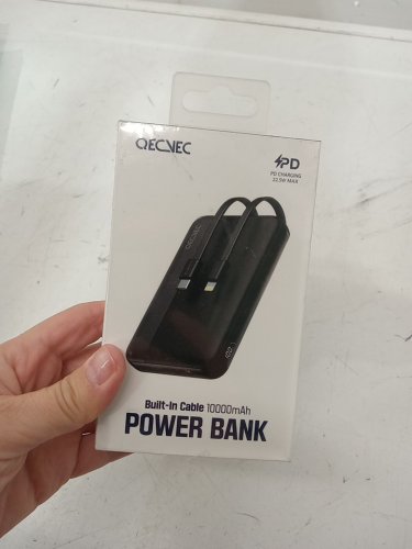 QECVEC 10000mAh Power Bank Fast Charging Portable Charger with Built-in USB-C & LIGHTNING Cables - 22.5W - black (MODEL: Q18) image 2