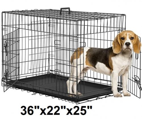 BESTPET Dog Crate with Double Door and Removable Tray - 36" x 23" x 25" - BLACK - (MODEL: B08BC4QSL9) image 1