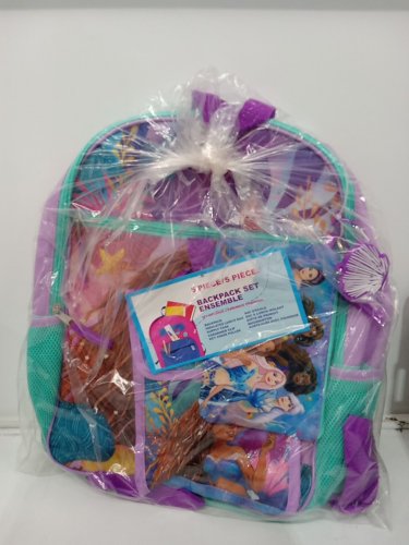 5pc Kids The Little Mermaid Backpack set with Insulated lunchbox and supply case - Teal / Purple image 2