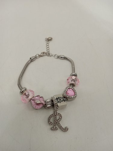 Mean Girls Adjustable Rhinestone Charm Bracelet - OSFM - Silver / Pink image 3