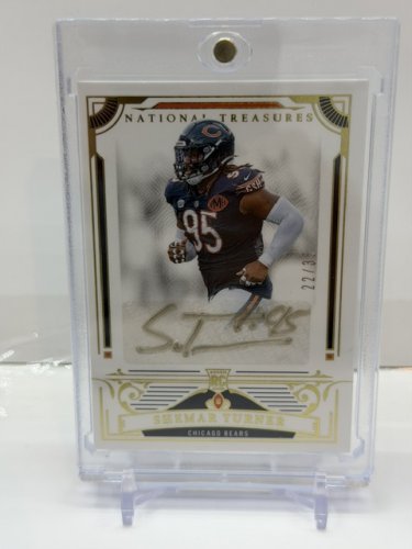 SIGNED SHEMAR TURNER ROOKIE CARD LTD ED#22/35 - PANINI NATIONAL TREASURES ROOKIE CARD CHICAGO BEARS 130PNT image 2