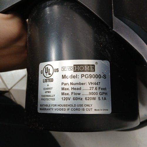 VIVOSUN Submersible Water Pump FOR FISH TANK & POND- 9000GPH - 620W (MODEL: PG9000-S) image 6
