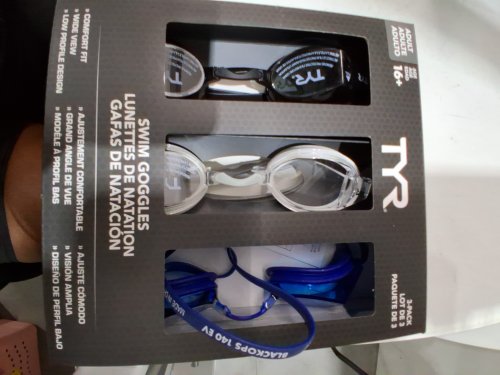 3PK ADULT UNISEX TYR GOGGLES - 16+ YEARS - GREY/BLACK/BLUE (MODEL:1819571) image 2