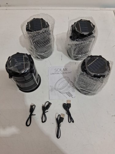4pk xtauto portable waterproof camping solar lantern -  300lm - black (model: xt00496) image 3