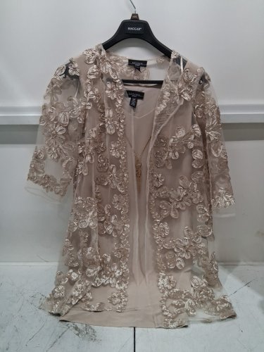 2PC women's r&m richards dress & jacket - size 12p - champagne (style : 1876P) image 3