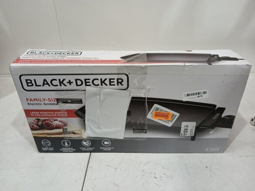 BLACK + DECKER FAMILY SIZE ELECTRIC GRIDDLE WITH REMOVABLE TRAY - 10'' x 18"  - BLACK (MODEL: GD1810BC) image 2