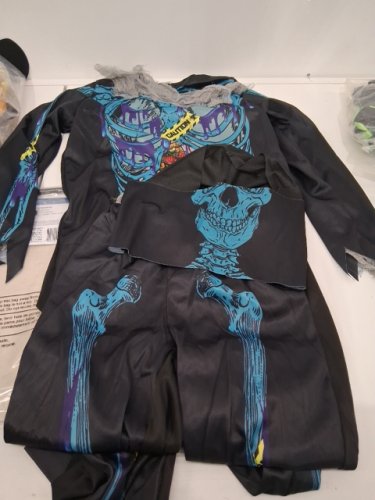 3PC BOYS PARTYHOLIC SKELEZOMBIE COSTUME - LARGE (10-12) - BLACK/BLUE (STYLE: 13164) image 3