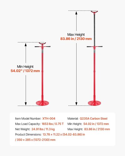 Underhoist Support Stand, Lifting from 54" to 84" - 3/4 Ton Capacity - red (MODEL: XTH-004) image 2
