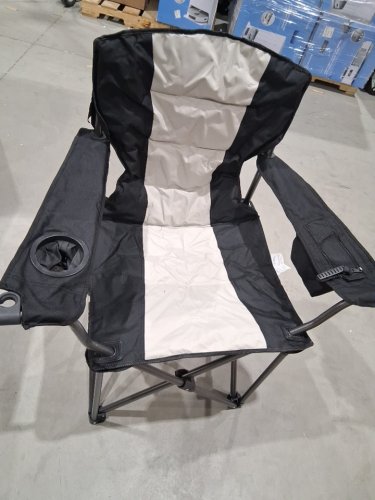 Padded Folding Camping Chair with Cup Holder - BLACK image 3