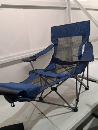 Reclining Camping Chair with Foot Rest Supports 350lbs - blue image 3
