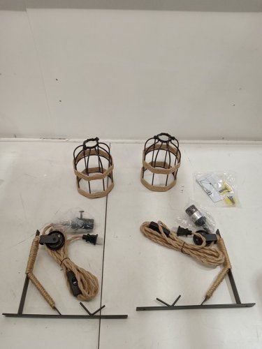 2pk SEEBLEN Plug in Wall Rustic Metal Cage Sconce - 5" x 10" - brown image 4