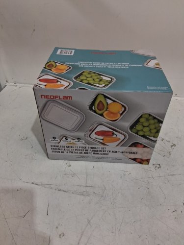 12pc Neoflam stainless steel containers with lids - multiple sizes - silver (Model: 8523323) image 2