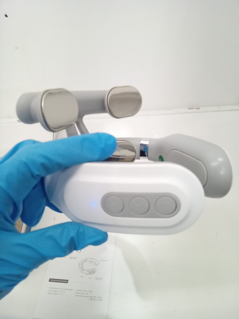 Portable Cervical Neck Massager - White/Grey (Model: JT-008) image 4