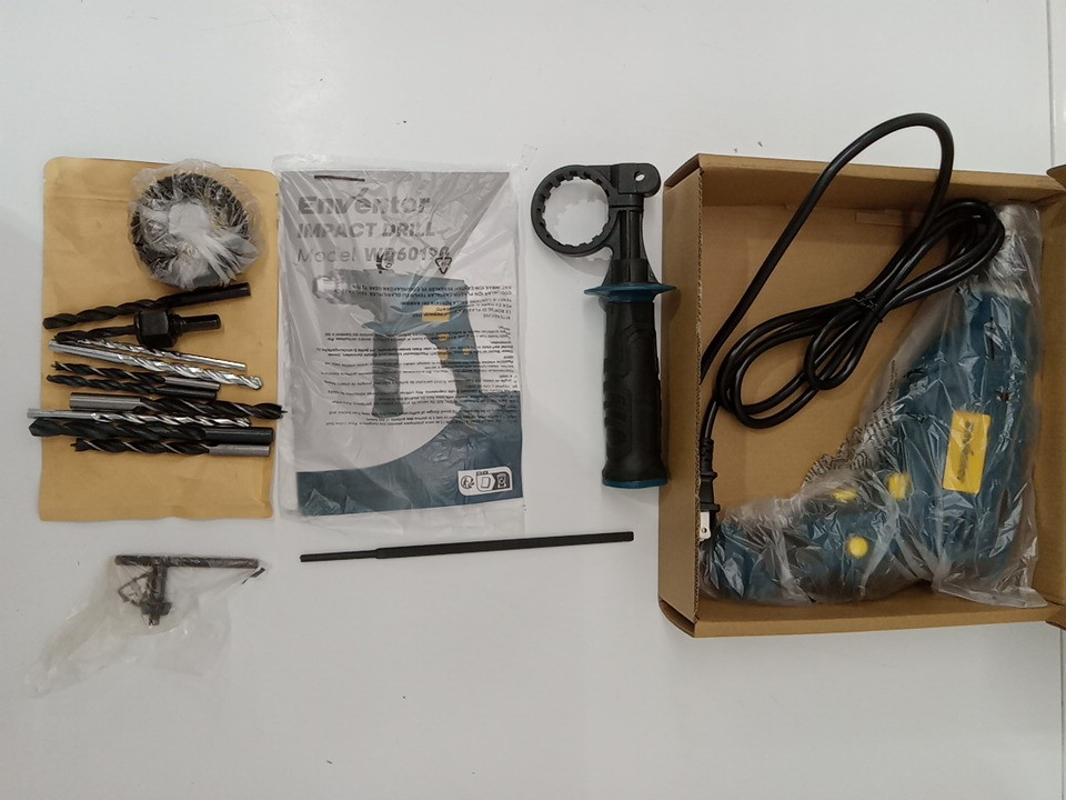 ENVENTOR 2-in-1 lightweight corded electric hammer/drill with 360° rotating Auxiliary Handle & 9 drill bits - 7.5A, 3000RPM - blue (MODEL: WD60190) image 10