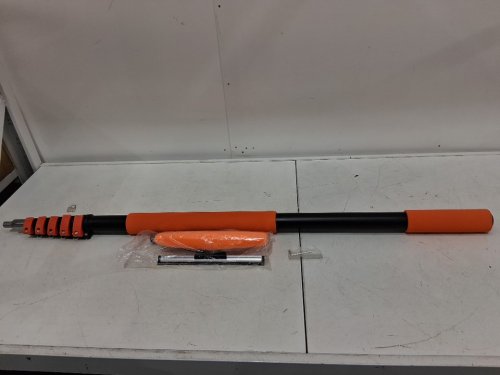 Multi-Purpose Extendable Telescopic Pole with Universal Metal Head for High Reach Cleaning - Up to 24FT - Black / Orange image 3