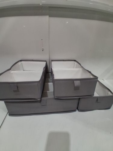 4pc neatfreak adjustable drawer organizers - 7.5" x 13.5" x 4" (small bins) - 13.5" x 13.5" x 4" (large bin) - grey (model: 1736539) image 2