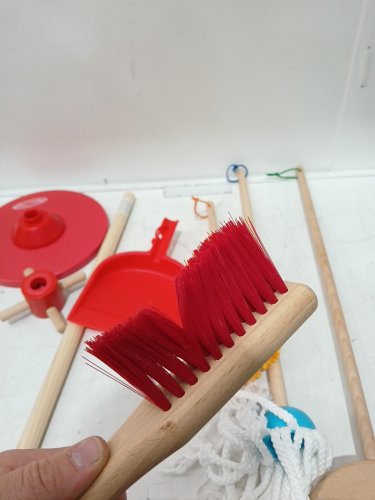 6PC MELISSA & DOUG LET’S PLAY HOUSE! DUST! SWEEP! MOP! PRETEND PLAY SET - KID-SIZED With BROOM, MOP, DUSTER, BRUSH, DUSTPAN, STORAGE STAND - MULTICOLOUR (MODEL: 96049) image 4