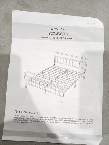 Metal Bed Frame with headboard - Queen - White (Model: YCGMDQ003) image 7