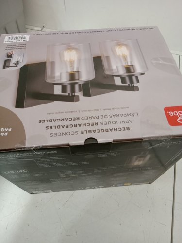 2pk Globe Electric Rechargeable Glass Wall Sconces - black - (model: 65000144/1938095)) image 3