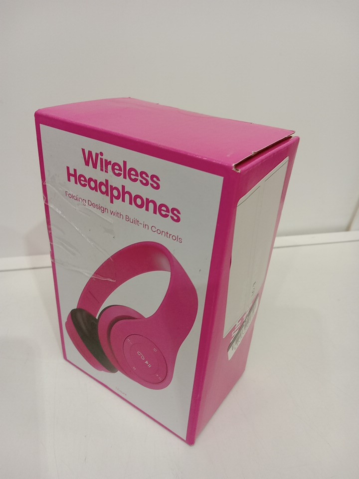 Gems Wireless Over-Ear Folding Headphones with Built in Controls - Pink image 2