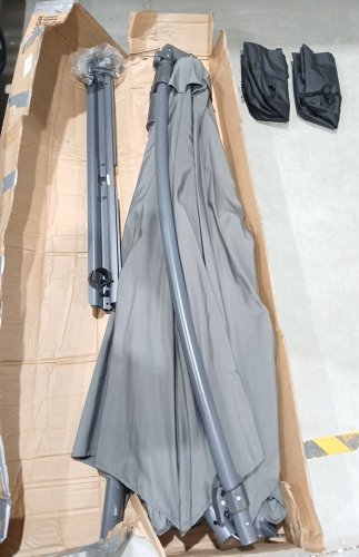 Costway Solar LED Offset Hanging Cantilever Patio Umbrella - 10FT - GREY (Model: NP13210GR) image 3