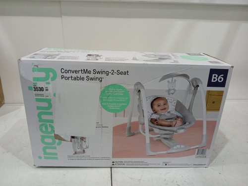INGENUITY CONVERTME SWING-2-SEAT corded PORTABLE SWING - 0M to 9M - RAYLAN FASHION / grey (MODEL: 12189-es) image 2