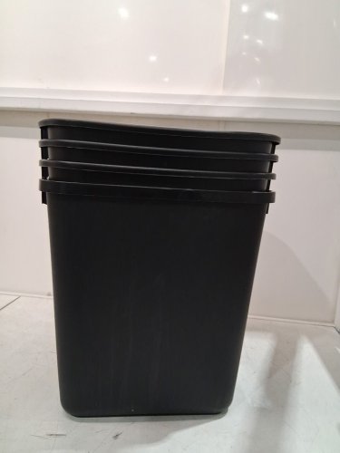 4PK RUBBERMAID RECTANGULAR WASTEBASKET TRASH CAN - 28QT/26.5L - BLACK (MODEL: 2063171) image 3
